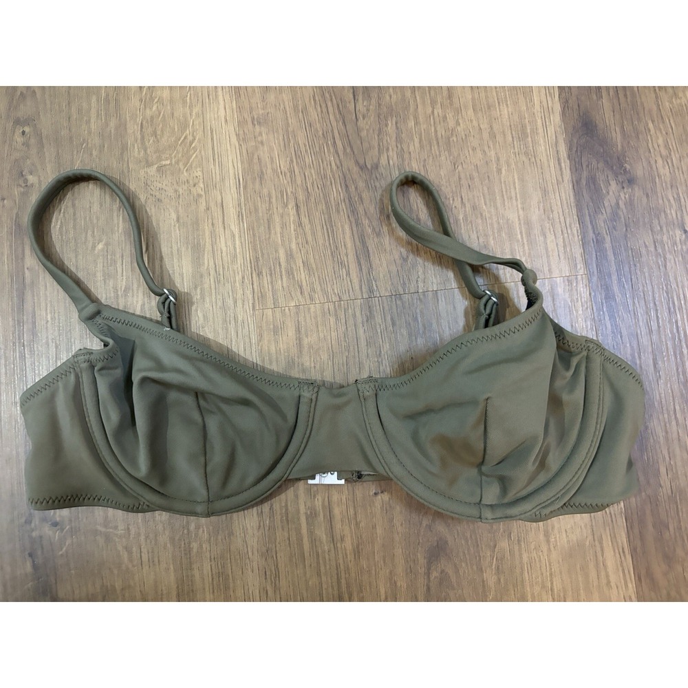 SOLID & STRIPED Army Green Underwire‎ Bikini Top XS